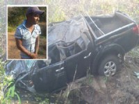 22/08/2015 - Prefeito tem caminhonete furtada e durante fuga ladrão capota veículo na BR-158