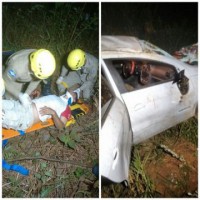 09/10/2016 - Quatro pessoas ficam feridas em capotamento na MT 100 perto de Barra do Garças 